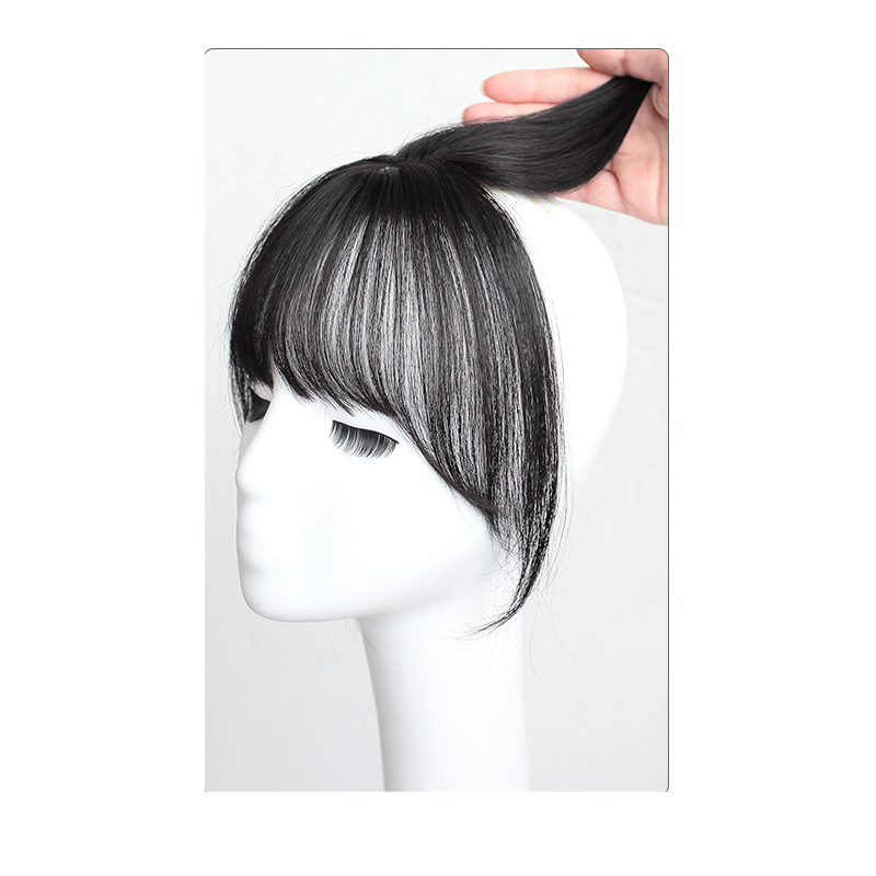 法式3d假刘海女自然网红真发空气刘海前额头顶遮白发隐形无痕发片