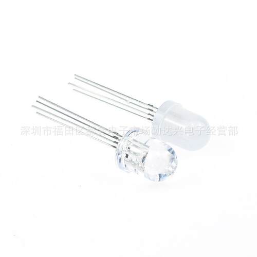 f8全彩雾状共阳8mm全彩RGB 四脚圆头直插式LED灯珠发光二极管
