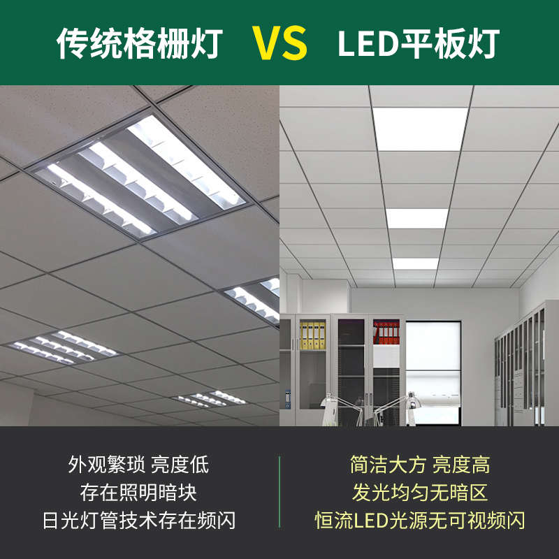 平板灯600x600集成吊顶led格栅灯 嵌入式工程灯面板灯60x60吊顶灯