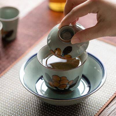 冰片釉蓝线壶承养壶垫茶承干泡盘陶瓷盖碗底壶托水果茶点干果盘子