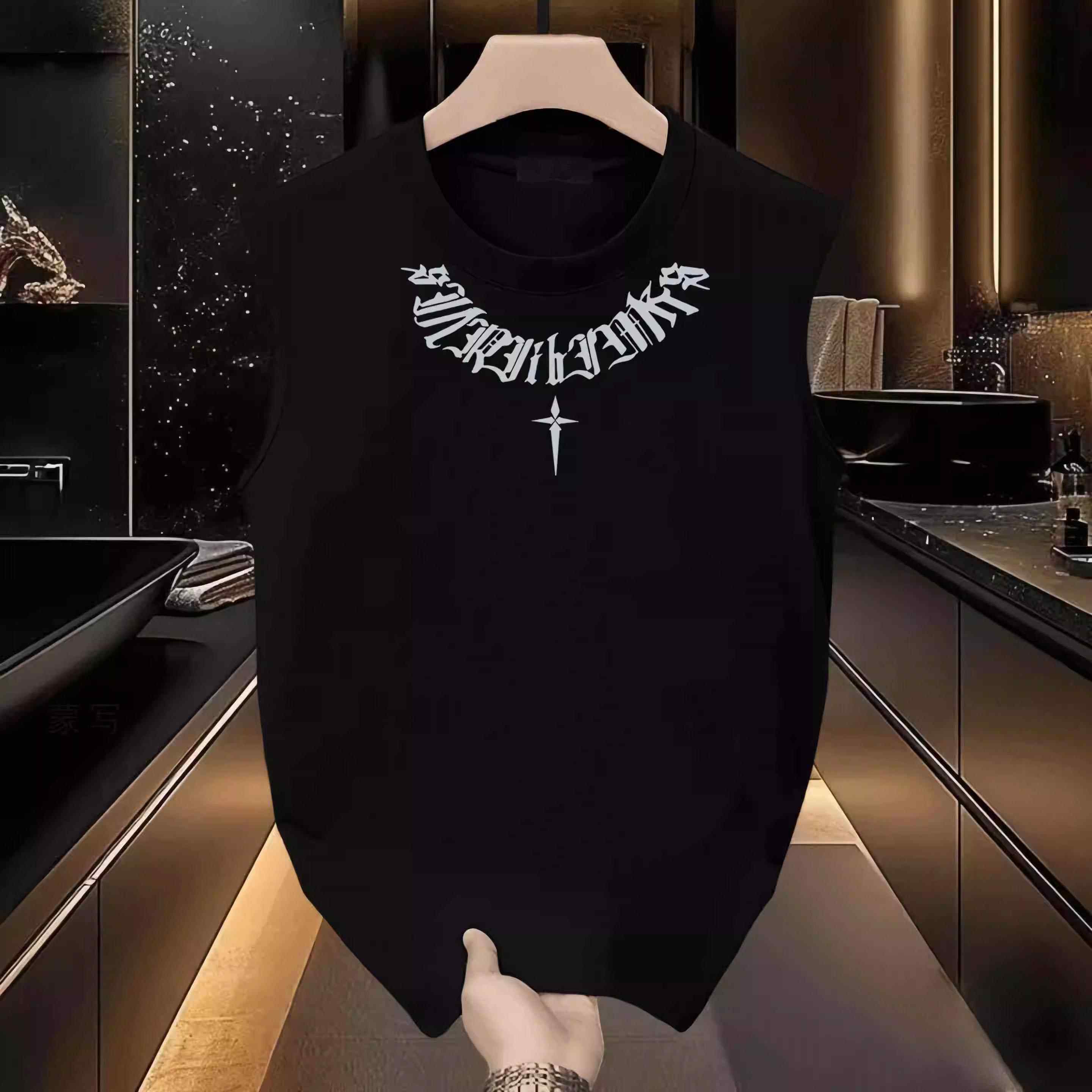 Home Daily~重磅无袖背心男士夏季个性印花运动坎肩圆领马甲T恤潮