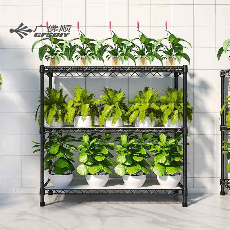 简新品阳台多肉花架绿植盆地栽落置物铁架3层花卉TTV架子搁架约地