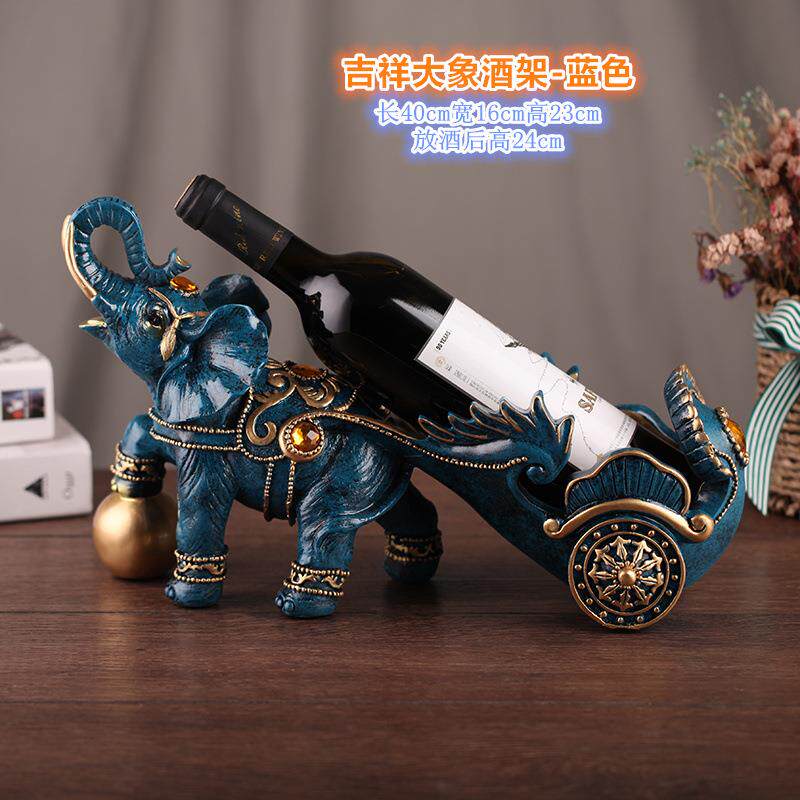 欧式红酒架时尚大象拉车葡萄酒架创意树脂红酒架礼品摆件酒瓶架