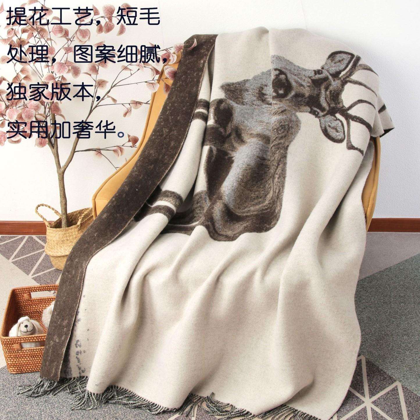 羊毛毯披毯床毯羊绒毯午休毯动物秋冬羊毛毯