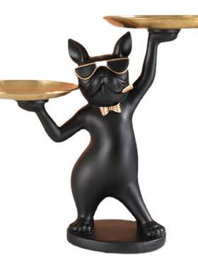 个性妖娆狗入户玄关钥匙收纳摆件桌面托盘家居装饰品乔迁新居礼品