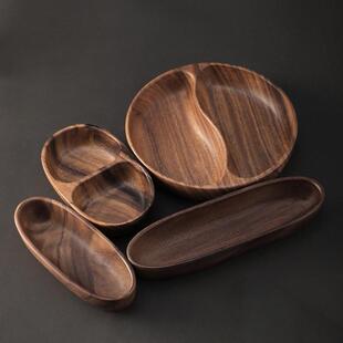 wooden Walnut salad creative bowl boat shaped