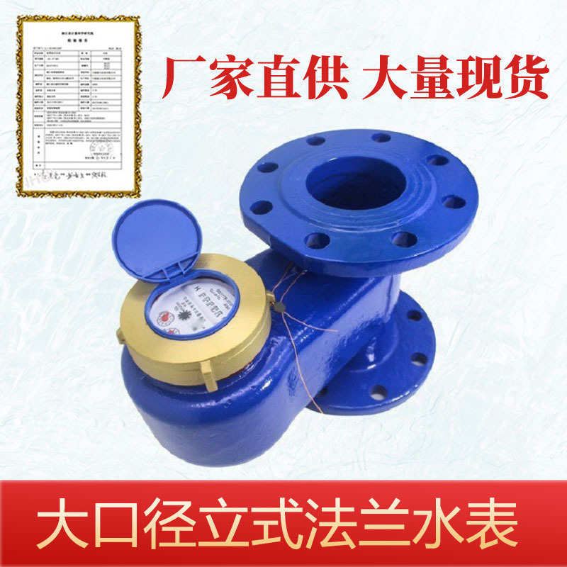 立式法兰水表dn506580下进上出竖装自来水表家用农用立式法兰水表