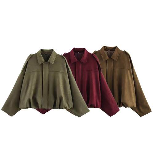 Women's suede lapel pilot jacket jacket