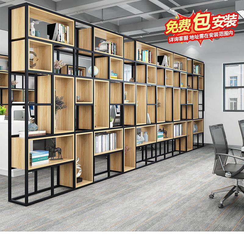 工业风铁艺书柜展示架办公室创意防水隔断 可定制金属置物架