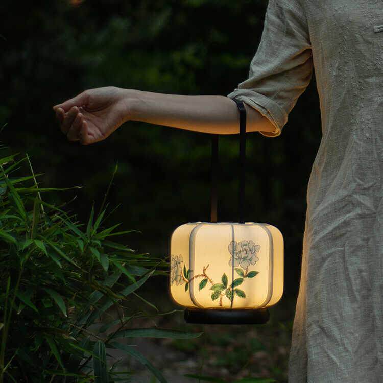 中式手提灯古风灯笼汉服拍照道具手绘蝶恋花玄关复古充电小夜灯