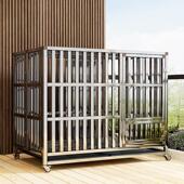 狗笼子大型犬不锈钢折叠狗笼小中型犬狗带方管室内家用宠物金毛