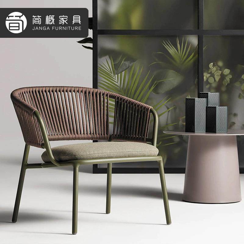 别墅阳台桌椅三件套休闲藤编茶桌椅组合庭院花园防水防晒单人沙发