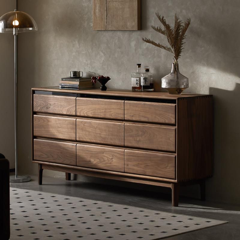 崇匠家具实木九斗柜黑胡桃木卧室客厅靠墙储物收纳柜床尾置物柜