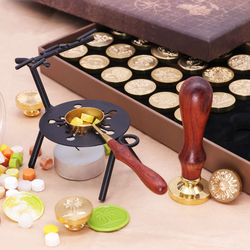 精品欧式复古火漆印章蜡封套装 铜头可定制 可选图 多铜头+手柄套
