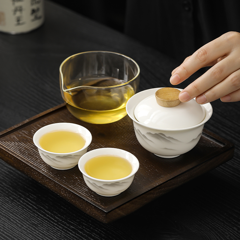 水墨江山旅行快客杯旅行茶具户外露营泡茶器便携式旅行功夫茶具