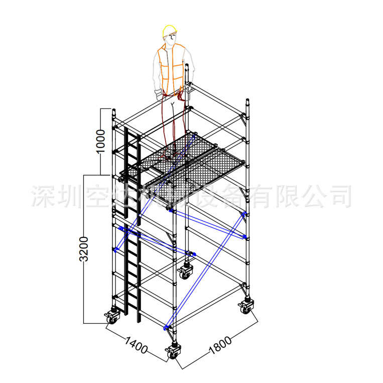直铝制达装修脚手架空工地爬梯工程广州铝合金深圳脚手架生产厂家