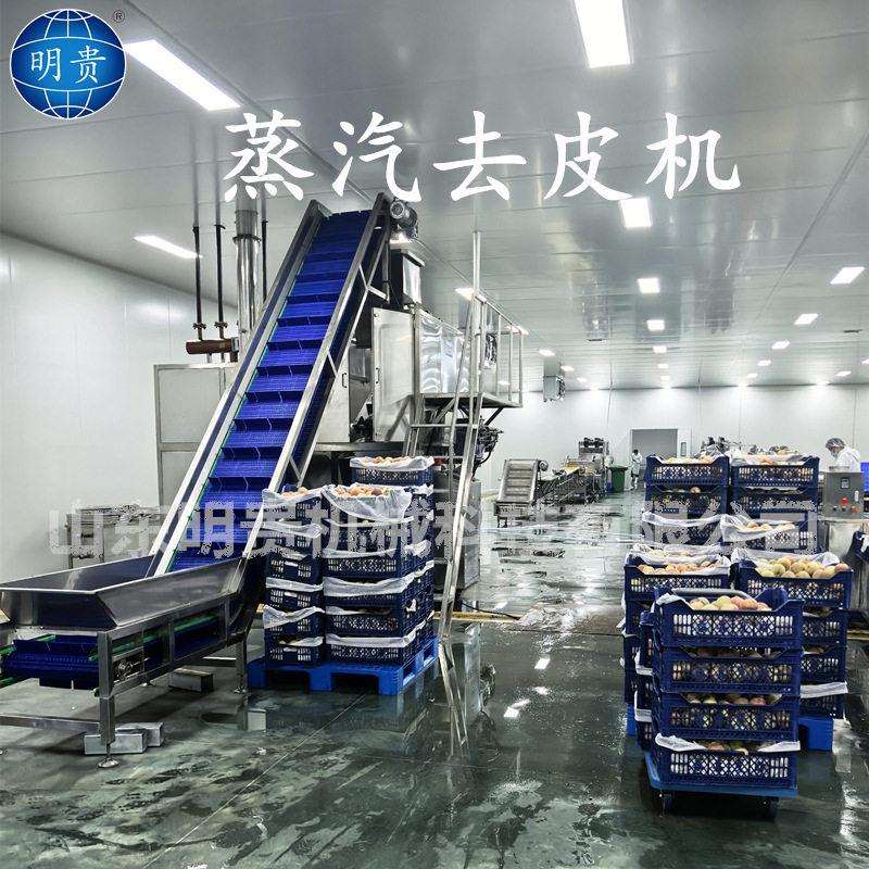 南瓜山豆蒸汽去皮机大型果蔬剥皮设备土豆地瓜热烫快速脱皮机