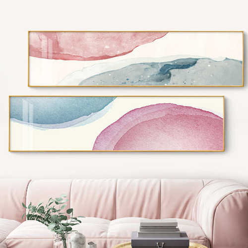铝合金卧室床头装饰画北欧ins横幅长条挂画抽象简约客厅背景壁画