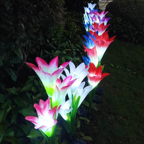led太庭阳能百花插地灯外户花园百合灯太JYX001阳能板感应合式户