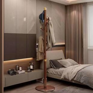 轻奢实木衣帽架落地卧室家用高端设计师立式不占地小型简易挂衣架