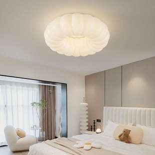 奶油风卧室灯南瓜主卧房间灯温馨浪漫2024新款 流行吸顶灯中山灯具