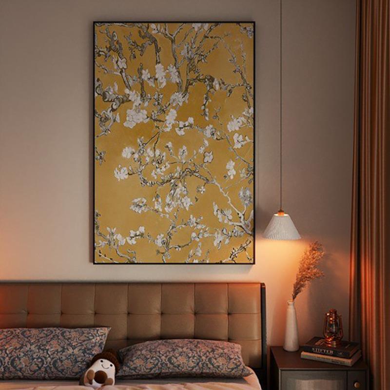 简约现代黄色复古杏树客厅餐厅玄关装饰画卧室床头壁画竖版挂画
