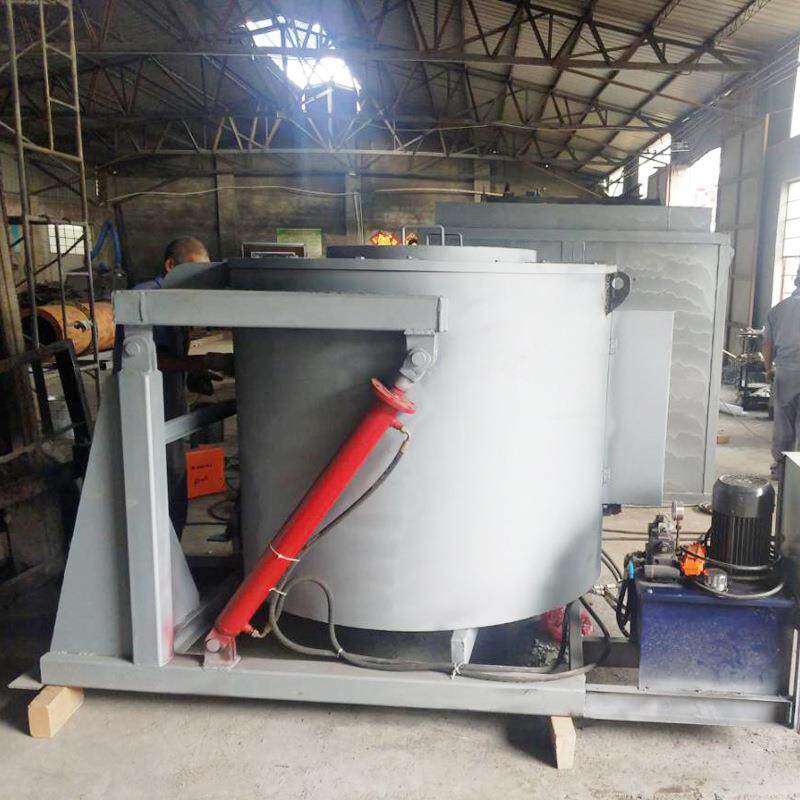 工业低熔金属翻转炉倾斜式金属熔炉坩埚炉KRF-L-R-220压铸机边炉