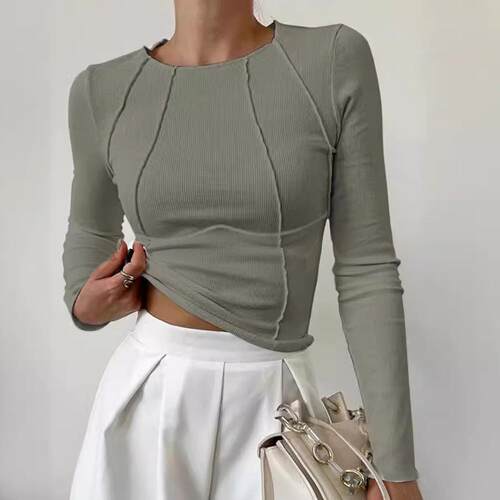 Split chest long sleeved T-shirt top for women