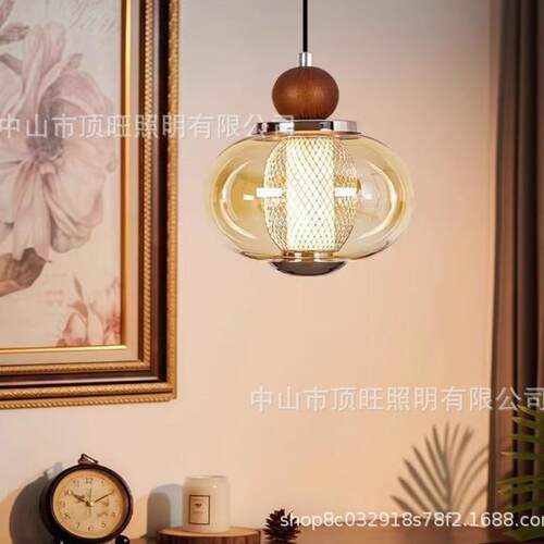 式轻奢吊灯灯新中式复古大气2025年意新款胡桃木色客卧室餐厅780