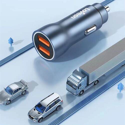 海韵DC60车载充电器66w快充一拖二汽车点烟器转换头双usb货车可用