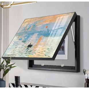 电表箱莫奈风景客厅装 饰画卧室走廊轻奢北欧配电箱挂画液压遮挡箱