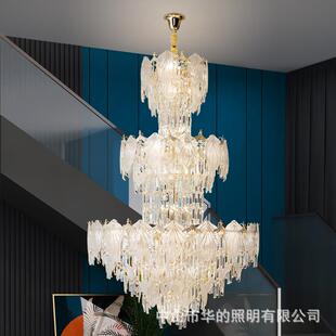 北欧客厅水晶吊灯高端欧式别墅酒店大堂复式中空楼梯电镀奢华灯具