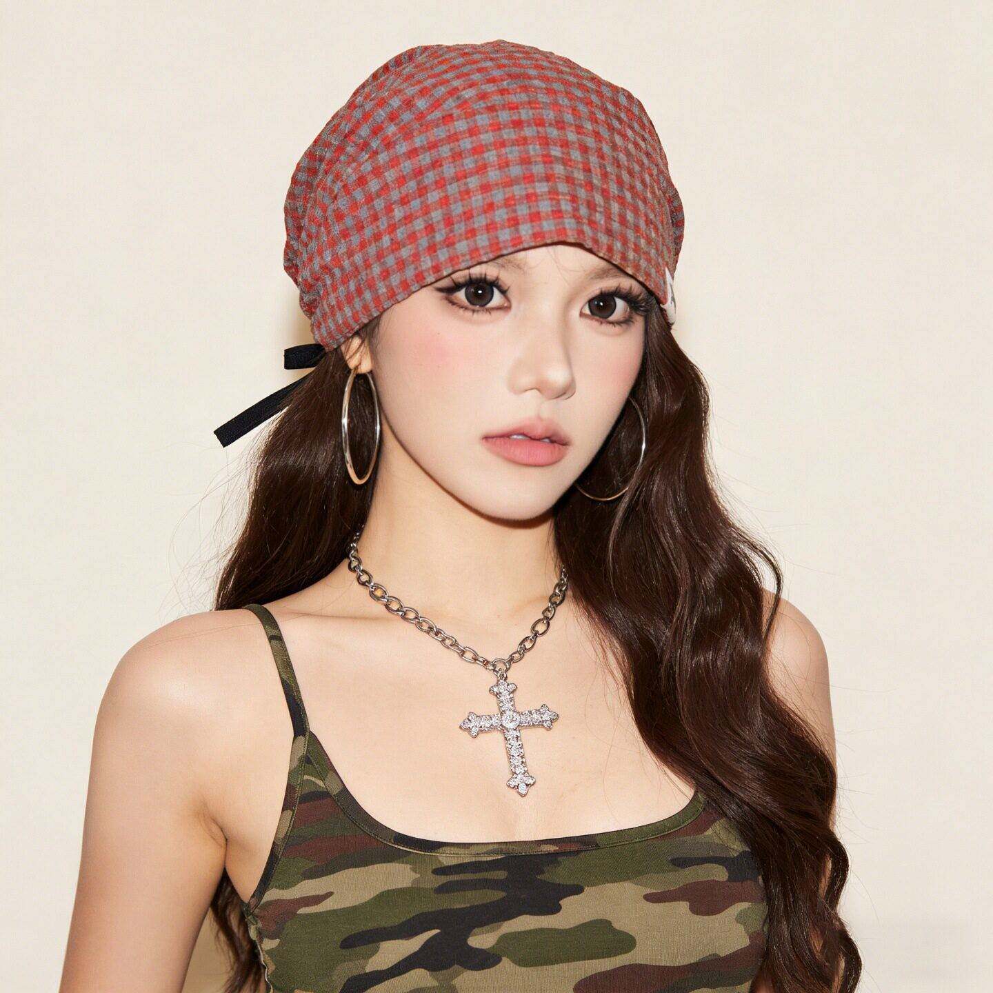 废土风薄款包头帽女时尚级感堆堆帽韩系音乐节酒吧头巾帽遮白发