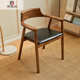 欧风实木餐椅ins广岛靠背椅餐厅会议简约家用扶手客厅奶茶店椅子