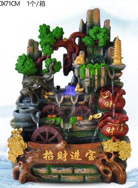 假山鱼缸新奇特树脂+玻璃鱼缸装饰品流水喷泉室内水景客厅摆件厂
