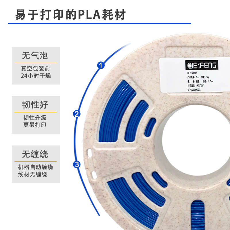 挈风3D打印耗材PLA 1.75mm 进口原料PLA线材透明多色兼容整齐排线