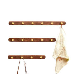 挂衣钩壁挂创意胡桃实木铜色进门玄关挂衣架墙上入户门衣服挂钩