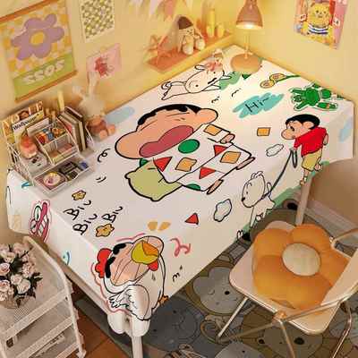 蜡笔鑫婵聚氯乙烯桌布可爱卡通防水防污垫学生写字台宿舍卧室装饰