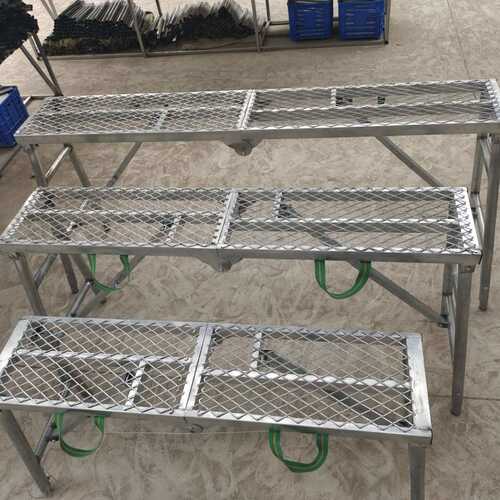 加厚镀锌圆腿马凳可升降折叠马镫网面防滑马凳家用梯登高作业梯子