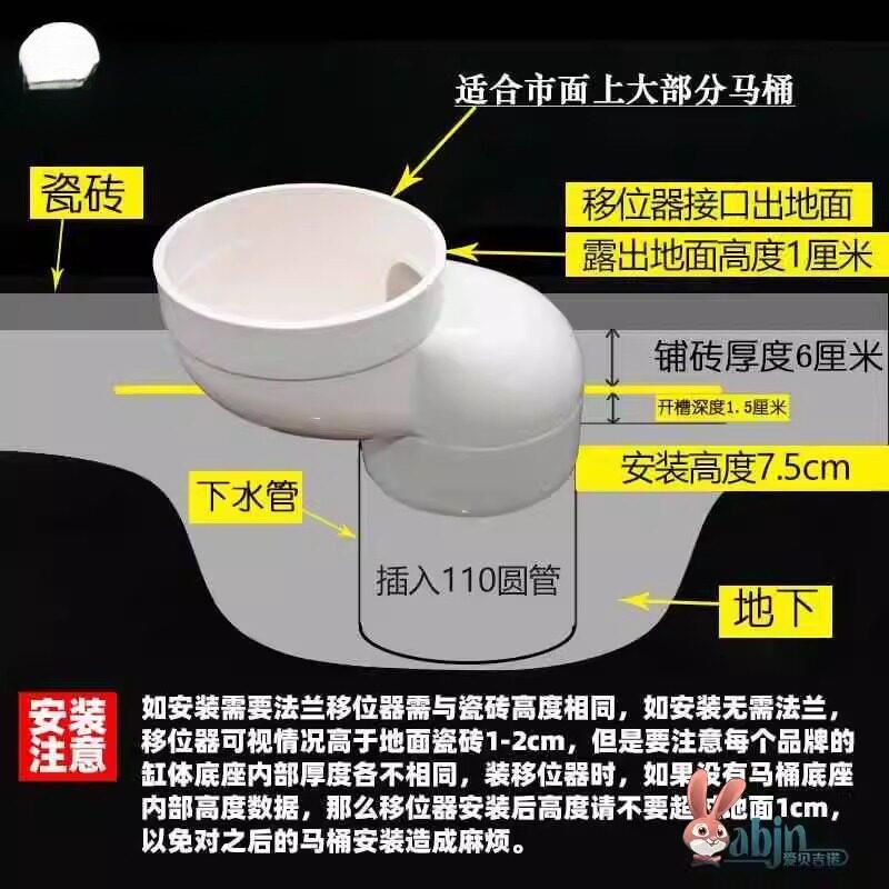 马桶移位器3cm智能法兰防臭坐便器坑位密封圈不挖地偏心法兰圈错图片