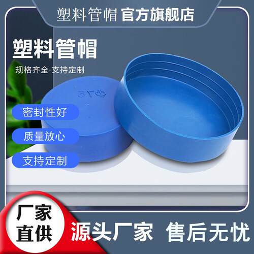 蓝色外扣塑料管帽钢管塑料外帽法兰盖保护盖螺纹保护套帽阻流塞圆