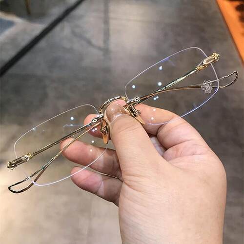 无边框变色近视眼镜男防蓝光护眼有度数自动感光眼睛无框斯文败类