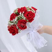 新娘手捧花彷真花束婚礼红玫瑰新郎接亲结婚领证摄影道具拍摄高级