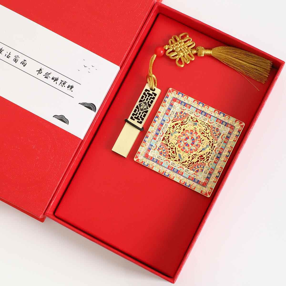 敦煌莲花飞天藻井书签镂空金属文创中国风书签博物馆礼物纪念品