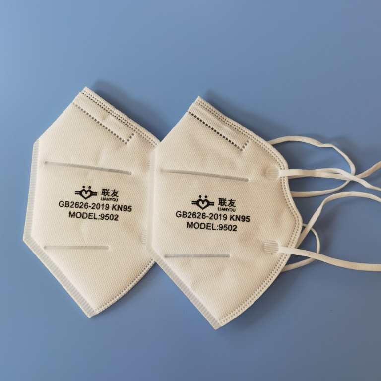 联友KN95头戴式带海绵9502防尘防飞沫防雾霾双层熔喷五层防护口罩
