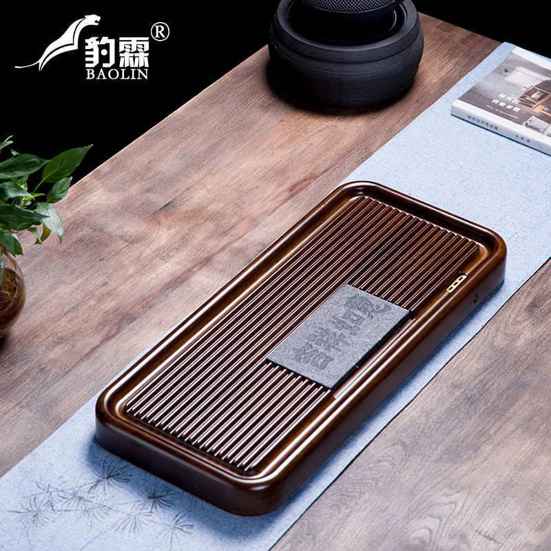 竹制排水式重竹茶盘大号家用简约长方形茶具整块托盘小号茶台竹子