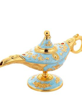 欧式轻奢阿拉丁神灯摆件星级酒店工艺品装饰创意复古雕花金属摆件
