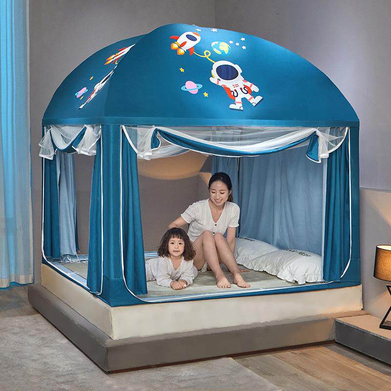 加高蒙古包蚊帐全遮光帘一体式床幔防摔儿童加固加厚防宝宝掉家用