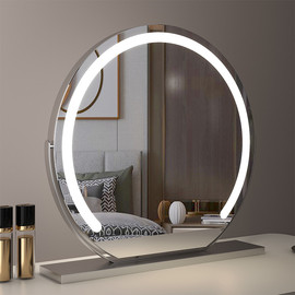 半圆智能led灯化妆镜，台式桌面卧室，梳妆台镜子发光智能补妆梳妆镜