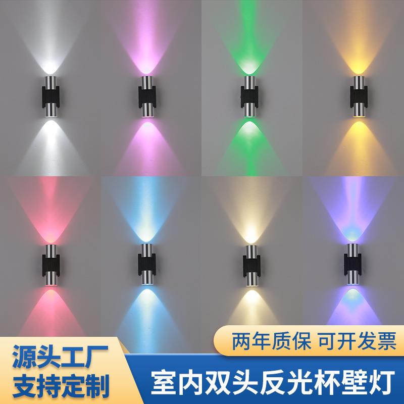 跨境货源LED双头壁灯铝材背景墙装饰灯客厅走廊过道效果灯2w6w